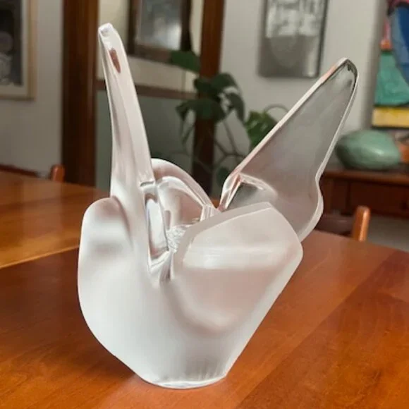 VINTAGE Lalique France Crystal Vase Figurine Frosted Glass Sylvie Doves - Picture 9 of 15